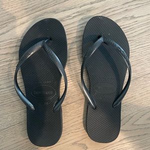 Havaianas black slim flip flops size 37-38